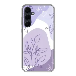Силиконовый чехол с принтом в цветах на Samsung Galaxy A55 (Фиолетовые листья абстракция)