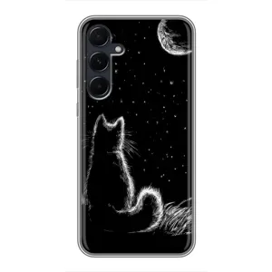 Чохол з принтом для Samsung Galaxy A55 (AlphaPrint) Модні коти (Котик і місяць)