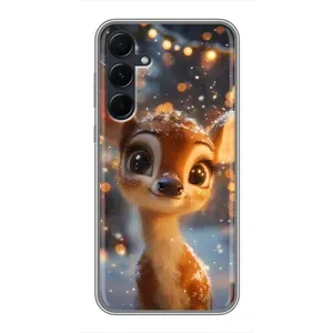 Яскравий чохол для Samsung Galaxy A55 з Зимові Оленята (Оленятко серед гірлянд)