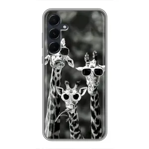 Силіконовий чохол з КАРТИНКАМИ літо для Samsung Galaxy A55 (AlphaPrint) (Жирафи в окулярах)