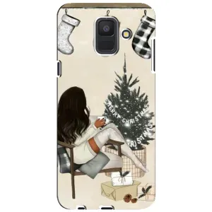Різдвяні, Святкові Чохли для Samsung A6 2018, А600F (Дівчина з ялинкою)