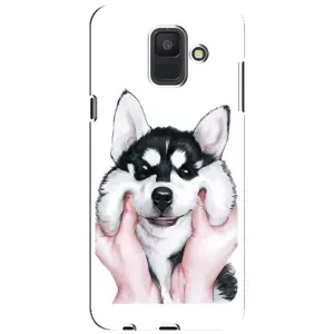 Чохол з Хаскі Samsung Galaxy A6 2018, A600F - (AlphaPrint) (Хаскі улибака)