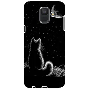 Чохол з принтом для Samsung Galaxy A6 2018, A600F (AlphaPrint) Модні коти (Котик і місяць)
