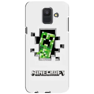 Чехол Майнкрафт на Samsung Galaxy A6 2018, A600F (AlphaPrint) Minecraft (крипер Майнкрафт)