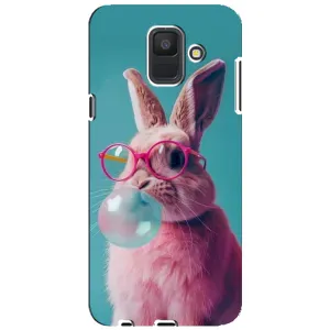 Чохол з принтом стильні тварини для Samsung A6 2018, А600F (Кролик в окулярах)