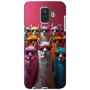 Чохол з принтом стильні тварини для Samsung A6 2018, А600F (Лами в окулярах)