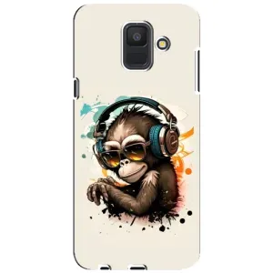 Чохол з Мавпами Samsung Galaxy A6 2018, A600F - (AlphaPrint) (Макака в навушниках)