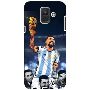 Чехлы для Samsung Galaxy A6 2018, A600F (Leo чемпион) (AlphaPrint) (Месси с кубком)