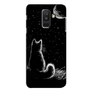 Чохол з принтом для Samsung Galaxy A6 Plus 2018 ( A605) (AlphaPrint) Модні коти (Котик і місяць)