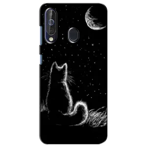 Чохол з принтом для Samsung Galaxy A60 2019 (A605F) (AlphaPrint) Модні коти (Котик і місяць)