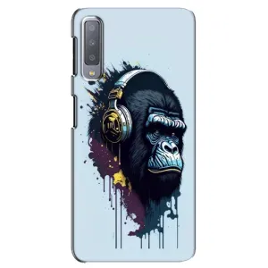 Чехол с Обезьянами Samsung Galaxy A7-2018, A750 - (AlphaPrint) (Горилла в наушниках)