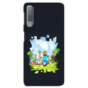 Чехол Майнкрафт на Samsung Galaxy A7-2018, A750 (AlphaPrint) Minecraft (персонажи Minecraft)