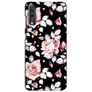 Чехлы с Цветами для Samsung Galaxy A70 2019 (A705F) (VPrint) (Цветочки на черном)