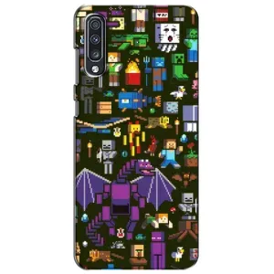 Чехол Майнкрафт на Samsung Galaxy A70 2019 (A705F) (AlphaPrint) Minecraft (Коллаж Майнкрафт)