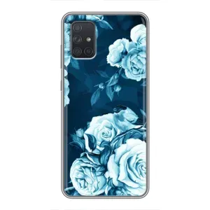 Чехлы (ART) Цветы на Samsung Galaxy A71 (A715) (VPrint) (Голубые Бутоны)