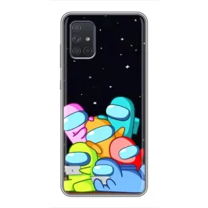 Чехол Амонг Ас для Samsung Galaxy A71 (A715) (AlphaPrint) (Скины в космосе)