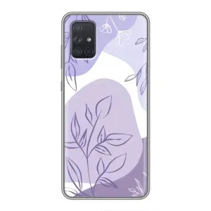 Силиконовый чехол с принтом в цветах на Samsung Galaxy A72 (Фиолетовые листья абстракция)