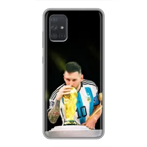 Чехлы для Samsung Galaxy A72 (Leo чемпион) (AlphaPrint) (Кубок Месси)