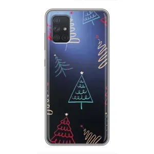 Зимні Чохли для Samsung Galaxy А72 - прозорий фон (Різдвяні ялинки)
