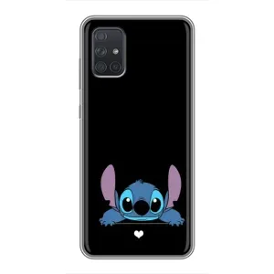 Чехол с принтом Стич на Samsung Galaxy A72 (Стич на черном)