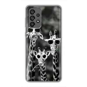 Силиконовый чехол с КАРТИНКАМИ лето для Samsung Galaxy A73 (5G) (AlphaPrint) (Жирафы в очках)