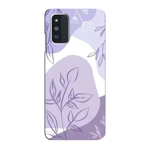 Силиконовый чехол с принтом в цветах на Samsung Galaxy F52 5G (E526) (Фиолетовые листья абстракция)