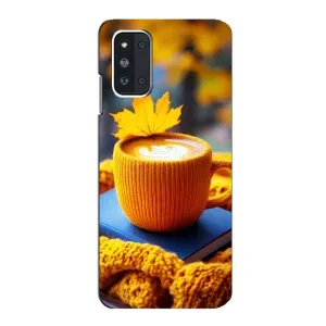 Чехол с уникальным дизайном «Осень с кофе» для Samsung Galaxy F52 5G (E526) (Кофе на желтом пледе)