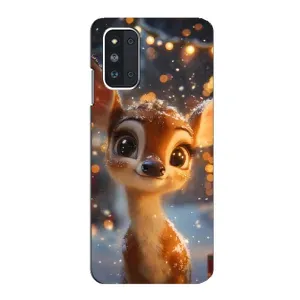 Яркий чехол для Samsung Galaxy F52 5G (E526) с Зимними Оленятами (Олененок среди гирлянд)
