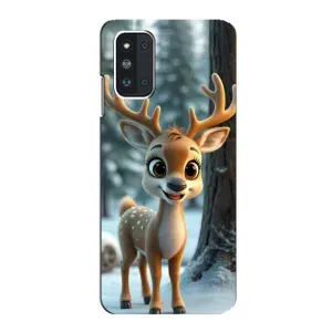 Яркий чехол для Samsung Galaxy F52 5G (E526) с Зимними Оленятами (Олененок в лесу)