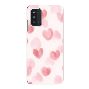Чехол с розовым рисунком для Samsung Galaxy F52 5G (E526) (Розовые сердечки)