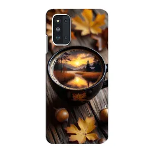 Чехол с уникальным дизайном «Осень с кофе» для Samsung Galaxy F52 5G (E526) (Темный кофе)