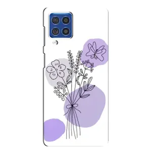 Силиконовый чехол с принтом в цветах на Samsung Galaxy F62 (Букет фиолетовая абстракция)