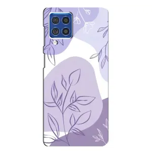 Силиконовый чехол с принтом в цветах на Samsung Galaxy F62 (Фиолетовые листья абстракция)