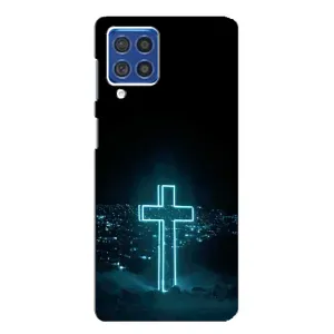 Чехол для Samsung Galaxy F62 (AlphaPrint) - (Христианские) (Крест и город)
