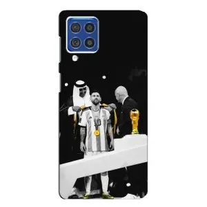 Чехлы для Samsung Galaxy F62 (Leo чемпион) (AlphaPrint) (Месси в накидке)