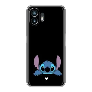 Чехол с принтом Стич на Samsung Galaxy F70e (Стич на черном)