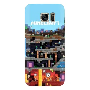Чехол Майнкрафт на Samsung Galaxy S7 Еdge / G935 (AlphaPrint) Minecraft (фон Minecraft)