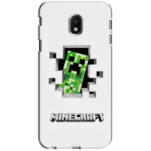 Чехол Майнкрафт на Samsung Galaxy J3 2017 (J330FN европейская версия) (AlphaPrint) Minecraft (крипер Майнкрафт)