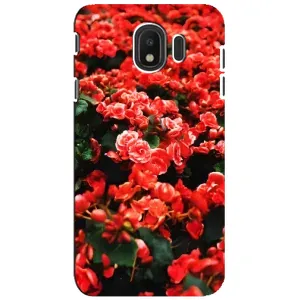 Чехлы с Цветами для Samsung Galaxy J4 2018, SM-J400F (VPrint) (Цветы красные)
