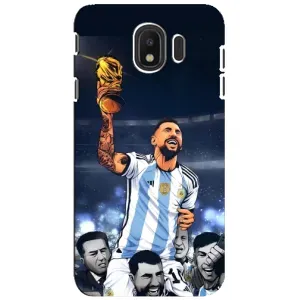 Чехлы для Samsung Galaxy J4 2018, SM-J400F (Leo чемпион) (AlphaPrint) (Месси с кубком)