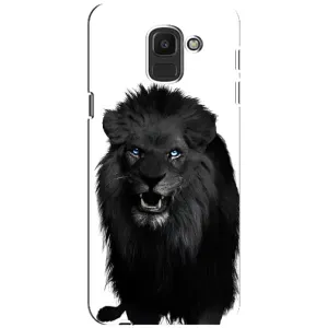 Чехлы с картинками животных Samsung Galaxy J6 2018, J600F (Черный ЛЕВ)