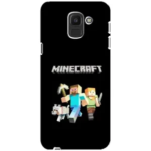 Чехол Майнкрафт на Samsung Galaxy J6 2018, J600F (AlphaPrint) Minecraft (герои Minecraft)