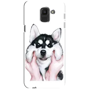 Чехол с Хаски для Samsung Galaxy J6 2018, J600F - (AlphaPrint) (Хаски улыбака)