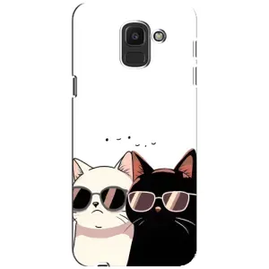 Чехол с рисунком кот на Samsung Galaxy J6 2018, J600F (Коты в очках)
