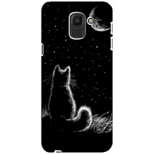 Чехол с принтом для Samsung Galaxy J6 2018, J600F (AlphaPrint) Модные коты (Котик и луна)