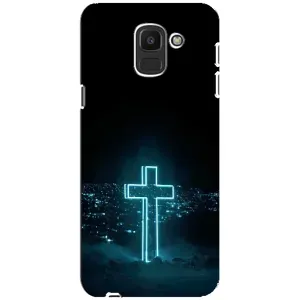 Чехол для Samsung Galaxy J6 2018, J600F (AlphaPrint) - (Христианские) (Крест и город)