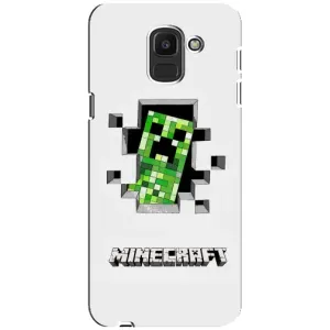 Чехол Майнкрафт на Samsung Galaxy J6 2018, J600F (AlphaPrint) Minecraft (крипер Майнкрафт)