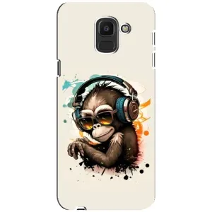 Чехол с Обезьянами Samsung Galaxy J6 2018, J600F - (AlphaPrint) (Макака в наушниках)