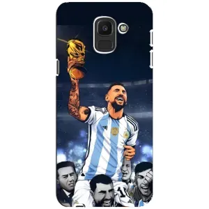 Чехлы для Samsung Galaxy J6 2018, J600F (Leo чемпион) (AlphaPrint) (Месси с кубком)