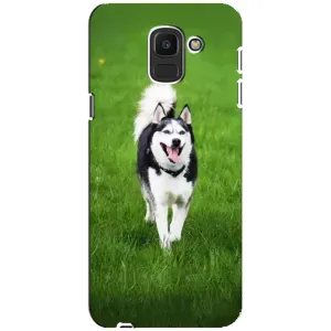Чехол с Хаски для Samsung Galaxy J6 2018, J600F - (AlphaPrint) (Радостный Хаски)